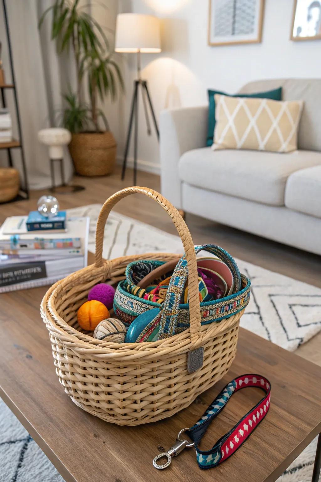 Meld practicality with flair utilizing baskets.