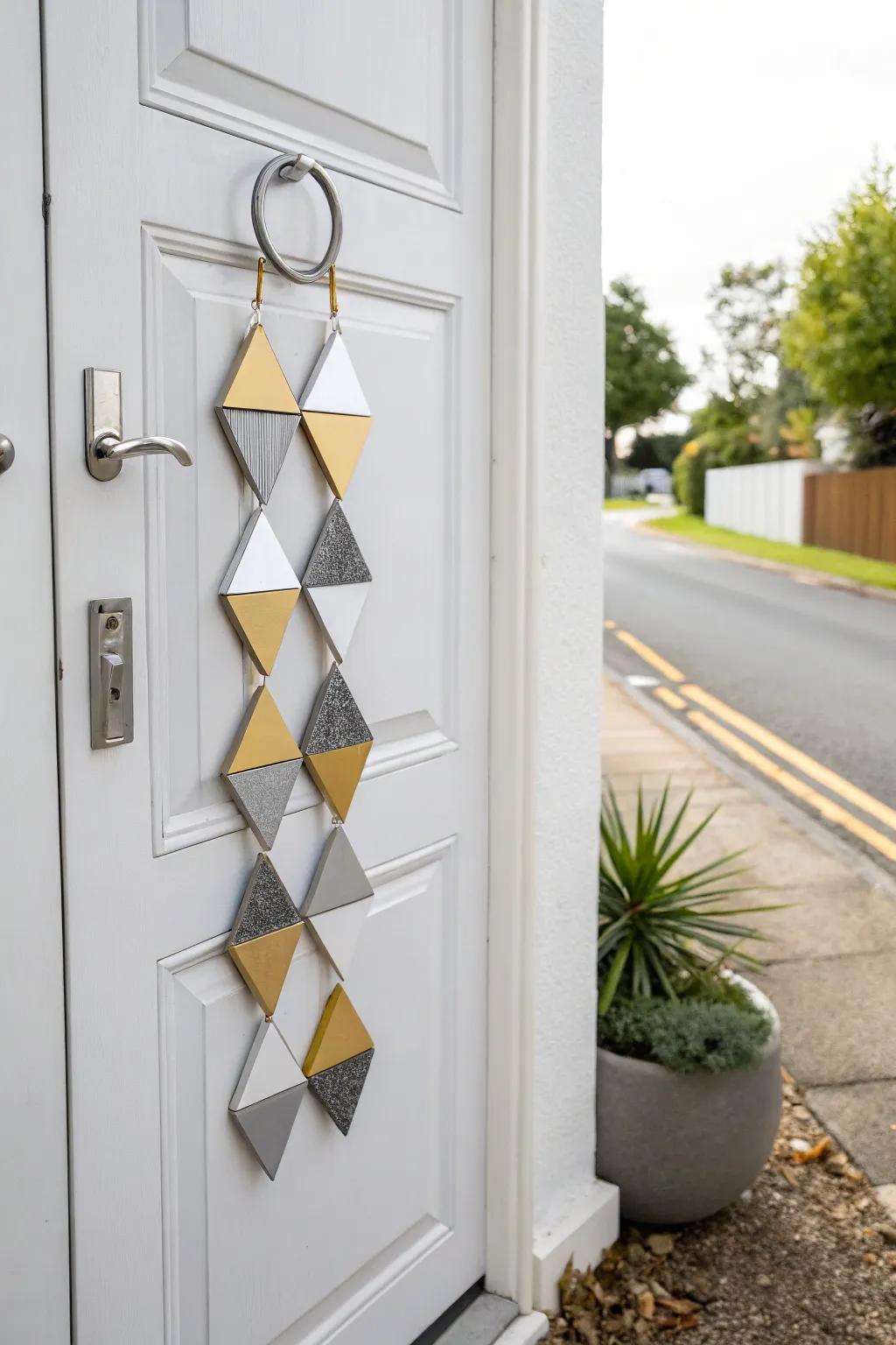 Achieve a modern aesthetic with a geometric door piece.