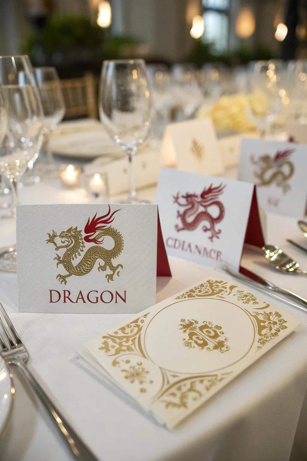 Charming seating assignments add a personal touch to the celebration.