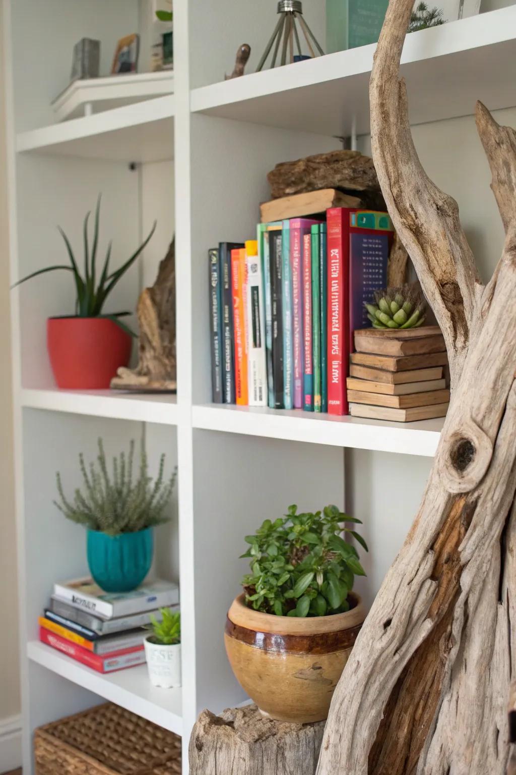 Enhance your shelving with the character of seafaring wood.
