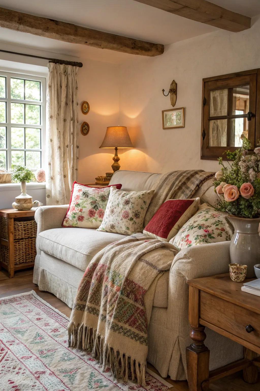 Layering textiles creates a cozy sanctuary.