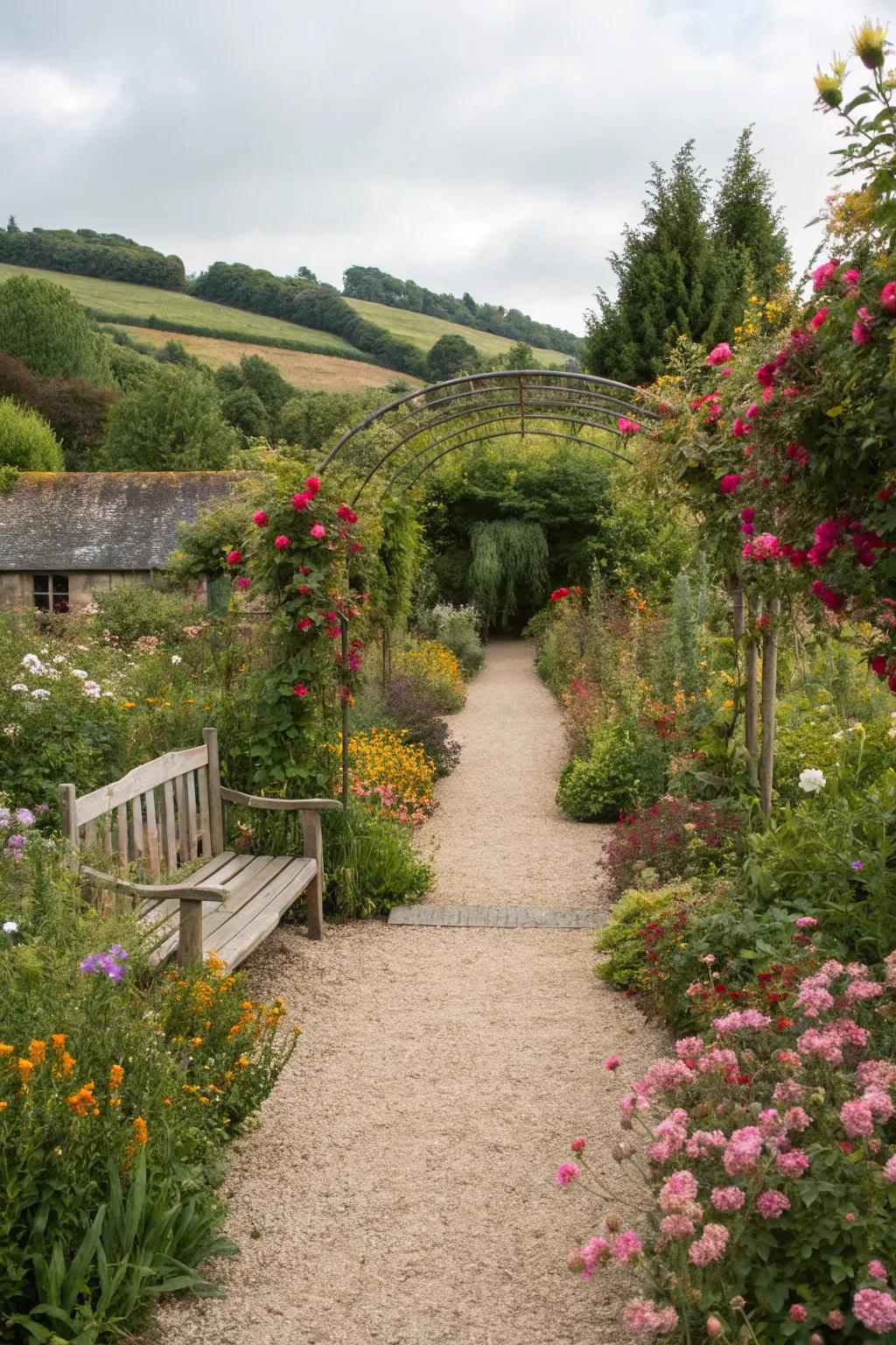 Enchanting routes invite exploration through the garden.