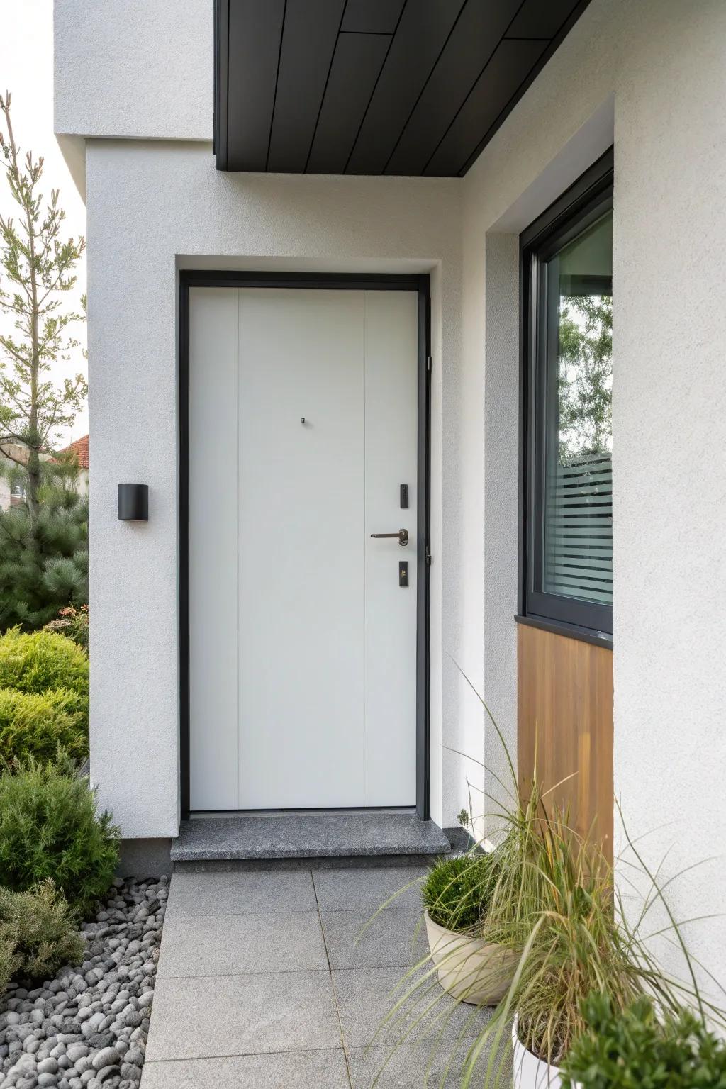 A minimalist front door with sleek, clean lines.