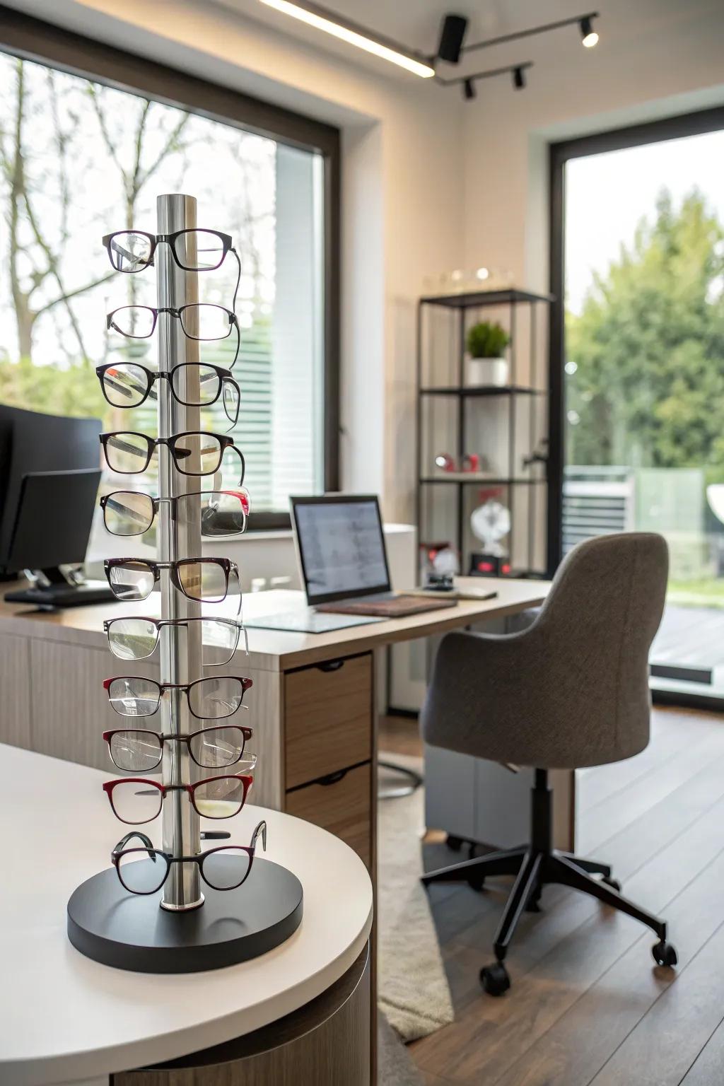 Unite functionality and flair using rotating tower stands.