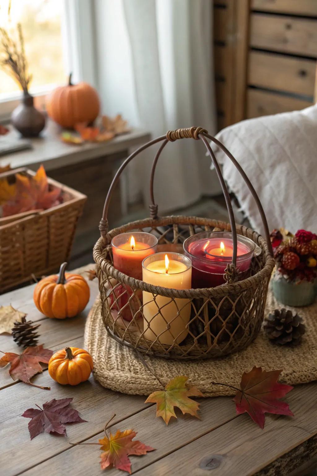 Create a cozy ambiance with fall-scented burners.