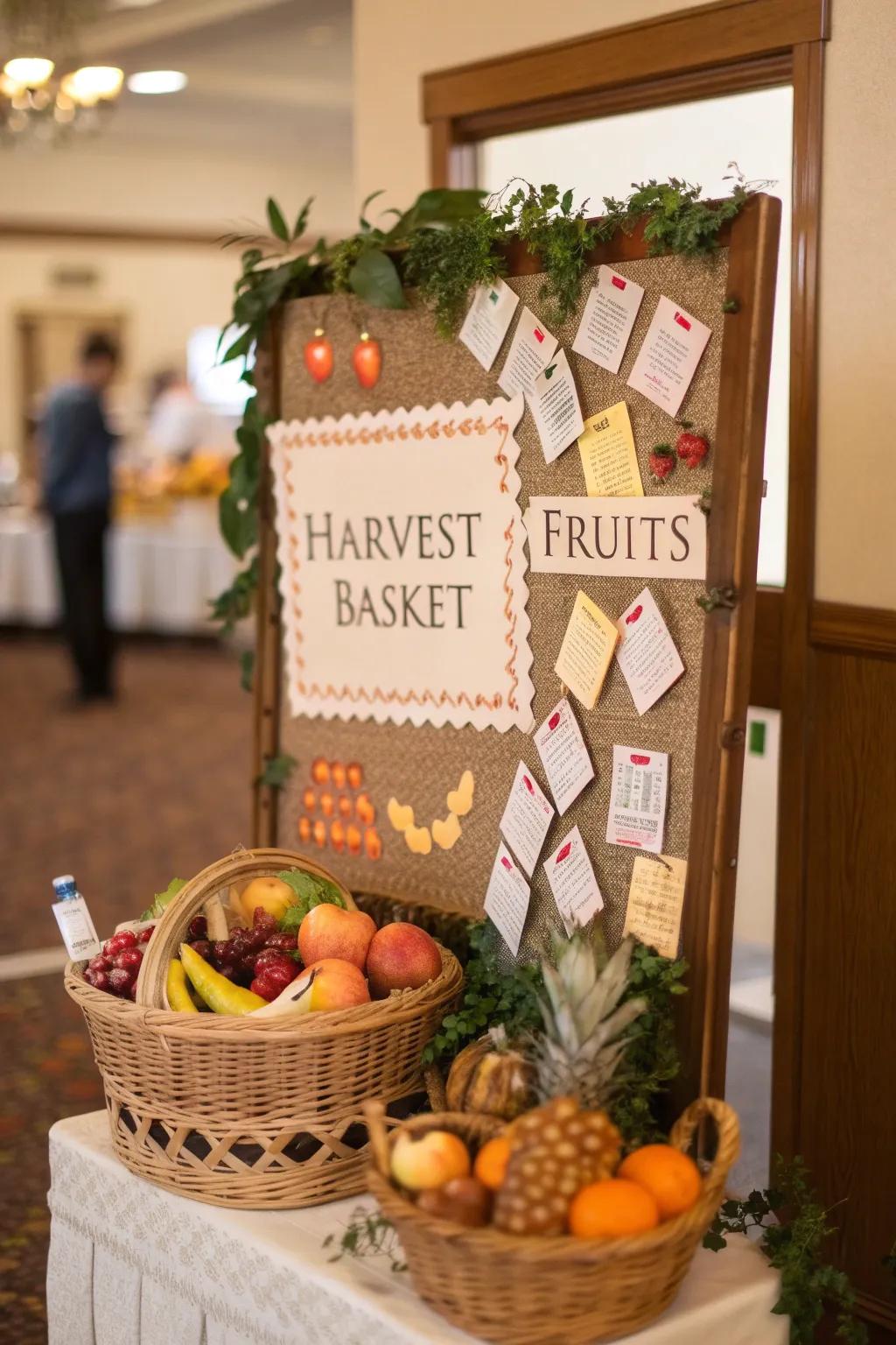 A harvest themed bulletin board brimming with literary suggestions.