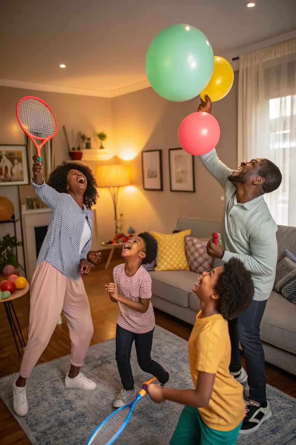 Balloon tennis offers a fun and active twist to indoor play.