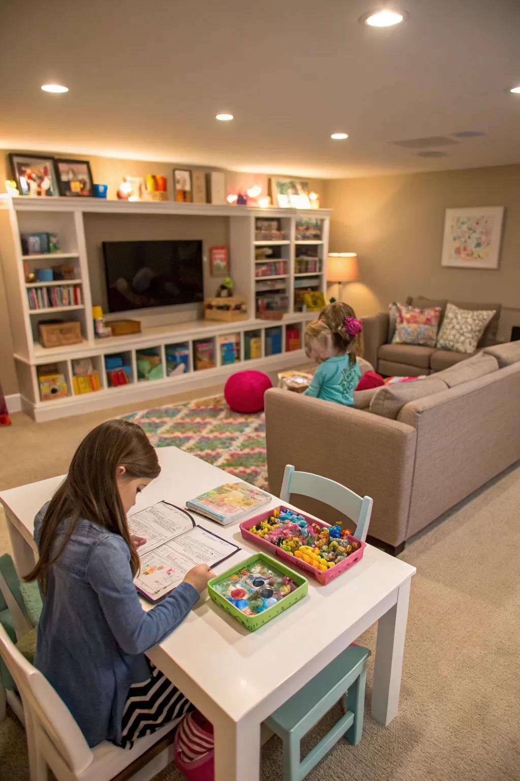 Multi-use play areas maximize utility and enjoyment.
