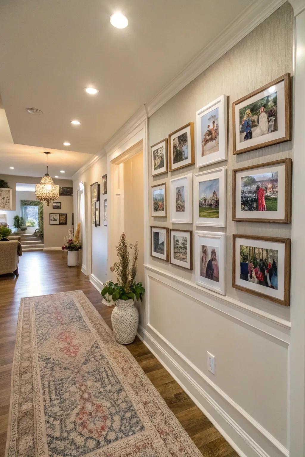 Hallways that narrate a family's story.