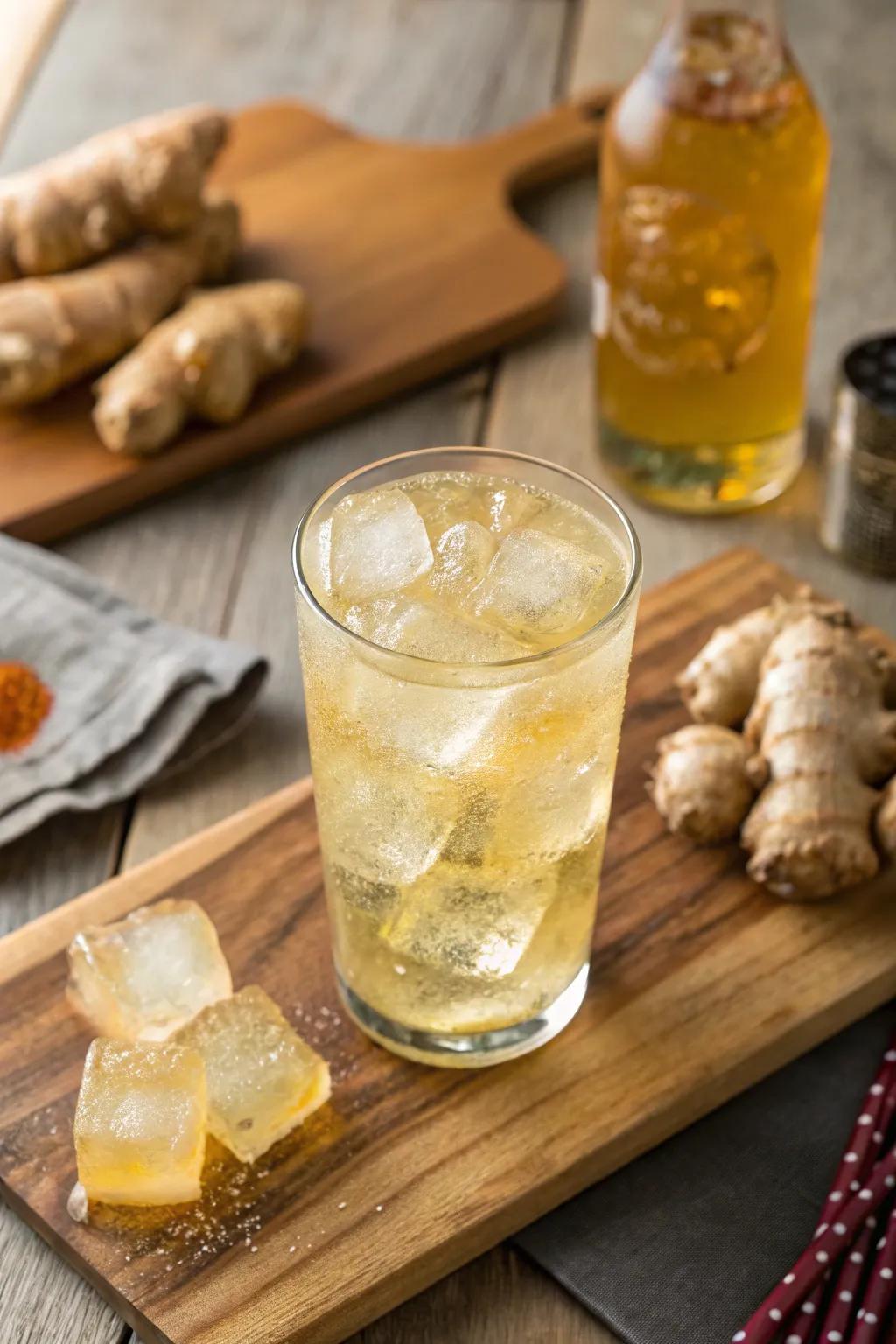 Ginger ice cubes for a piquant lift.