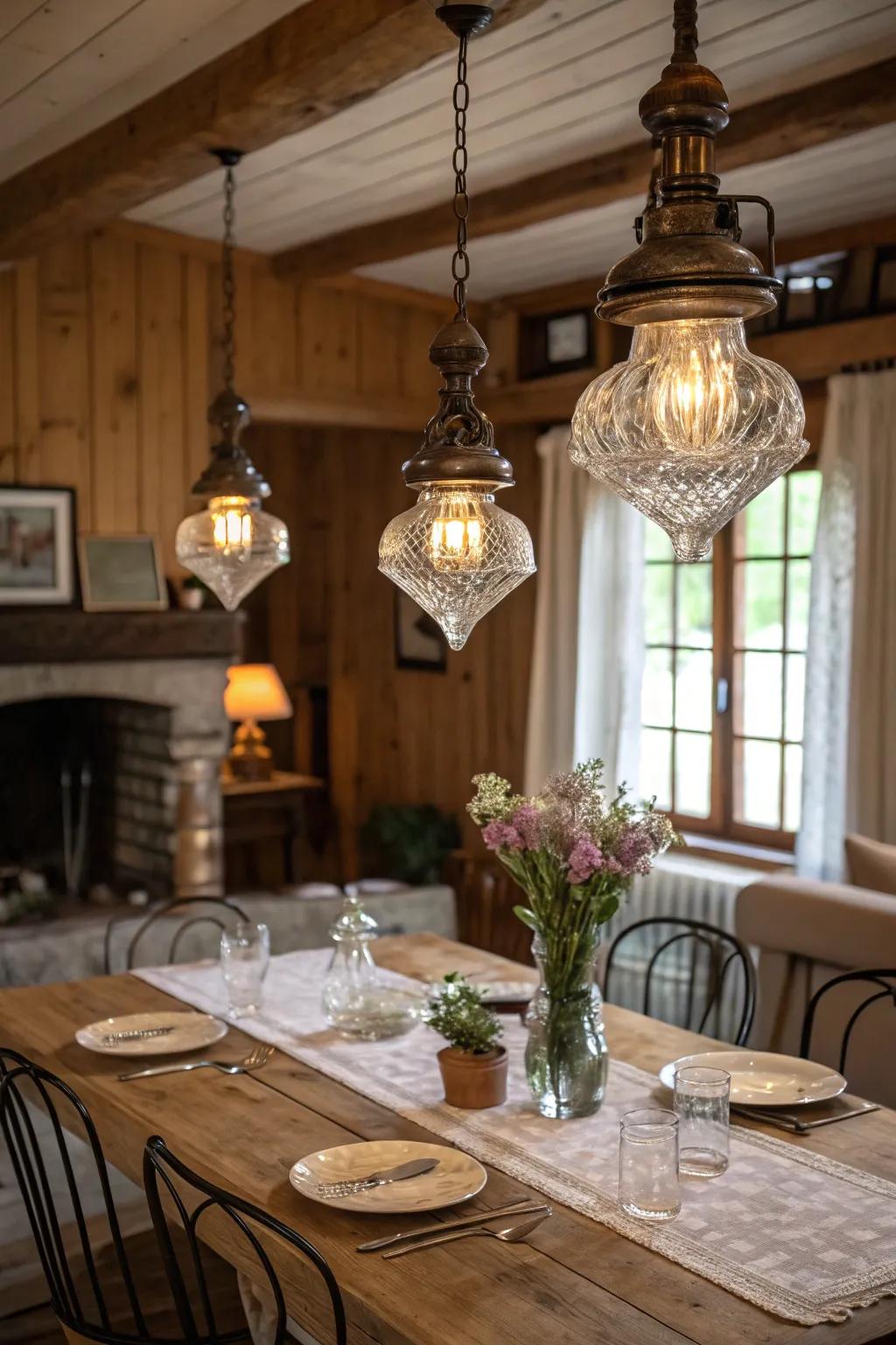 Aged glass illumination adds a touch of historical charm and sophistication.