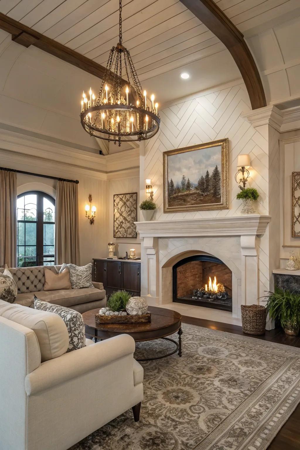 Arched compositions inject elegance and softness into your fireplace.