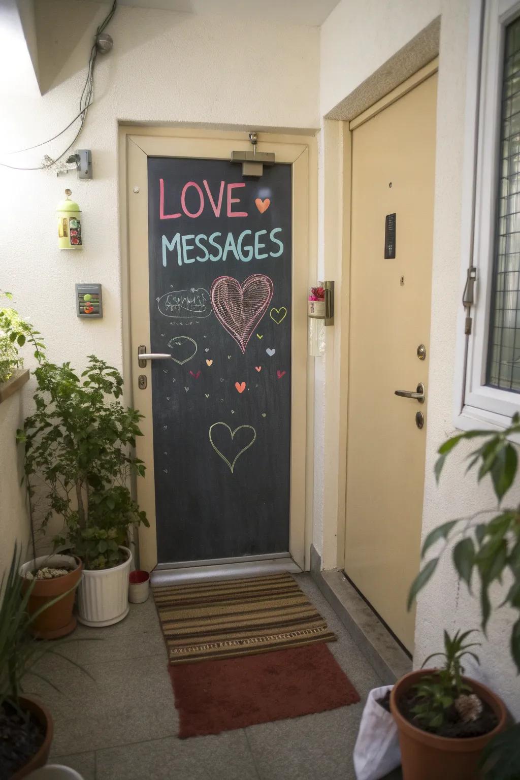 Express imagination using a chalkboard of affection notes.