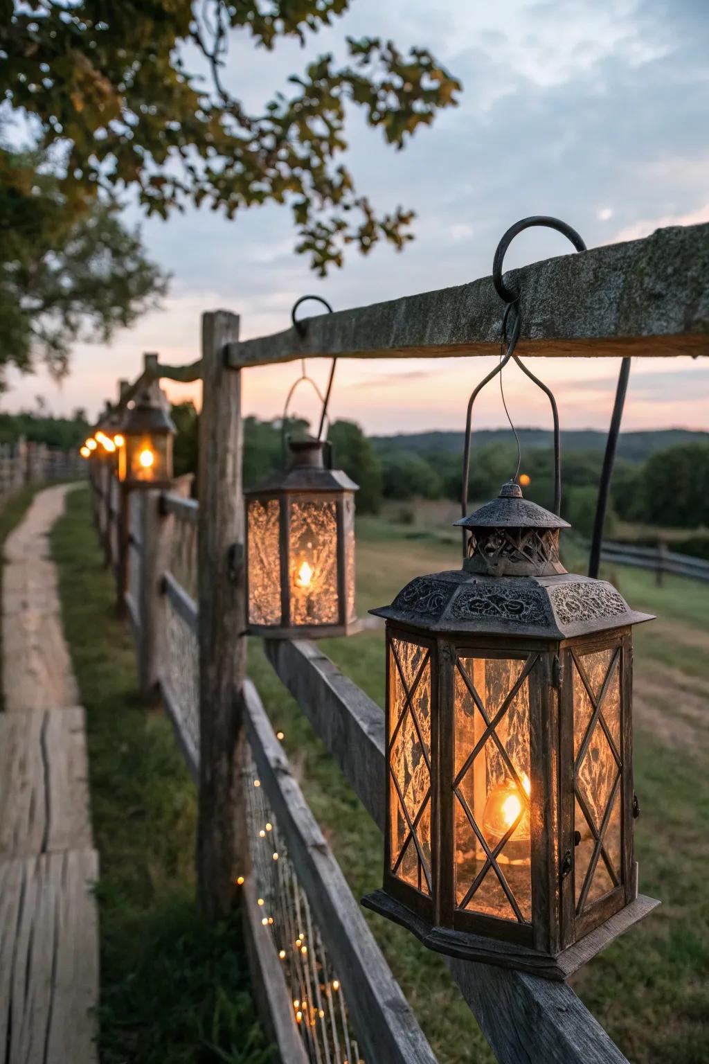 Rustic lanterns add a vintage charm to your outdoor space.