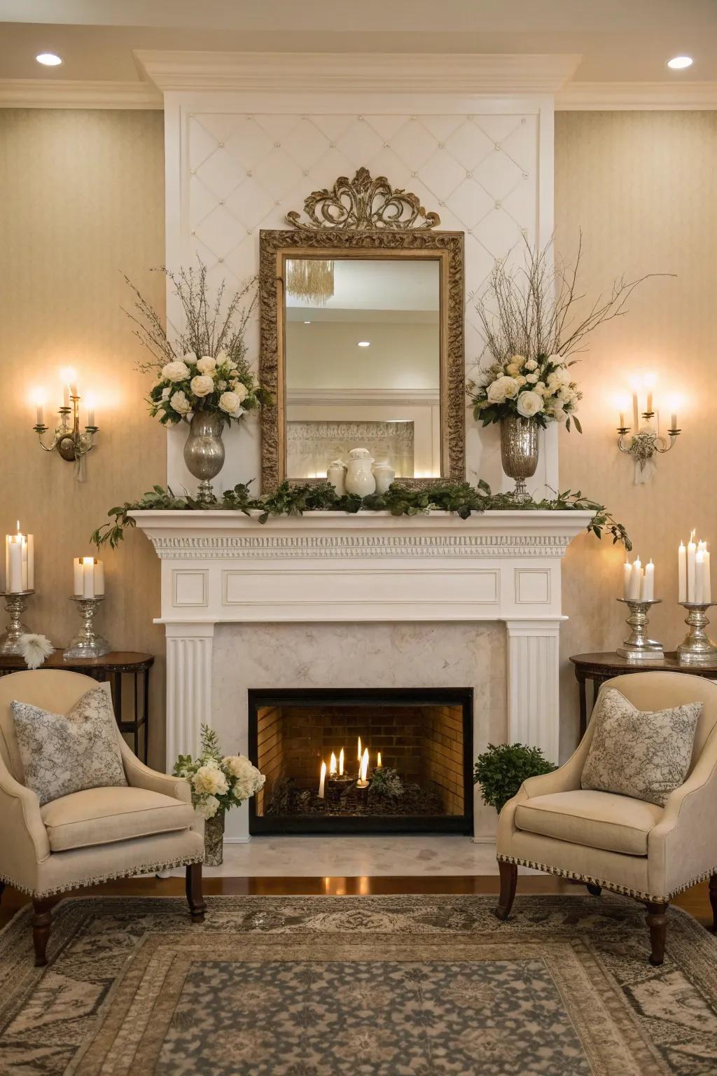 Design harmony brings balance to this fireplace setting.