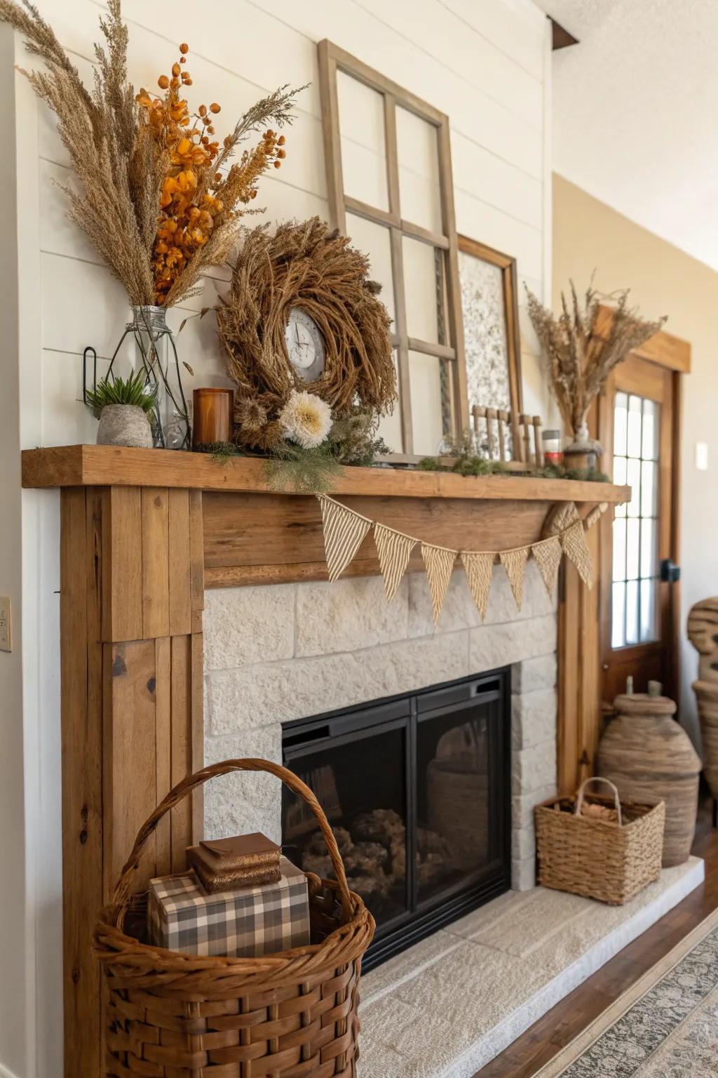 Earthy tones and textures evoke a warm, rustic charm.