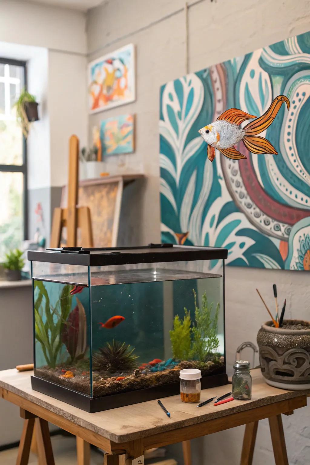 Inject creativity via an artistic painted scene.