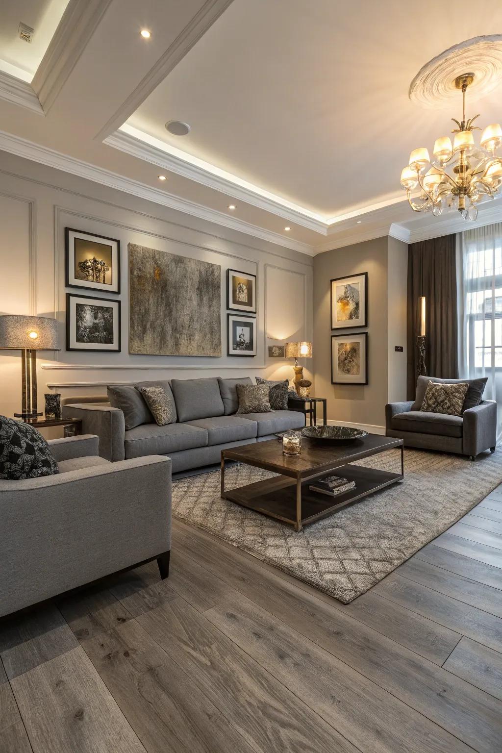 Graywash timber floors bring a modern twist to classic designs.