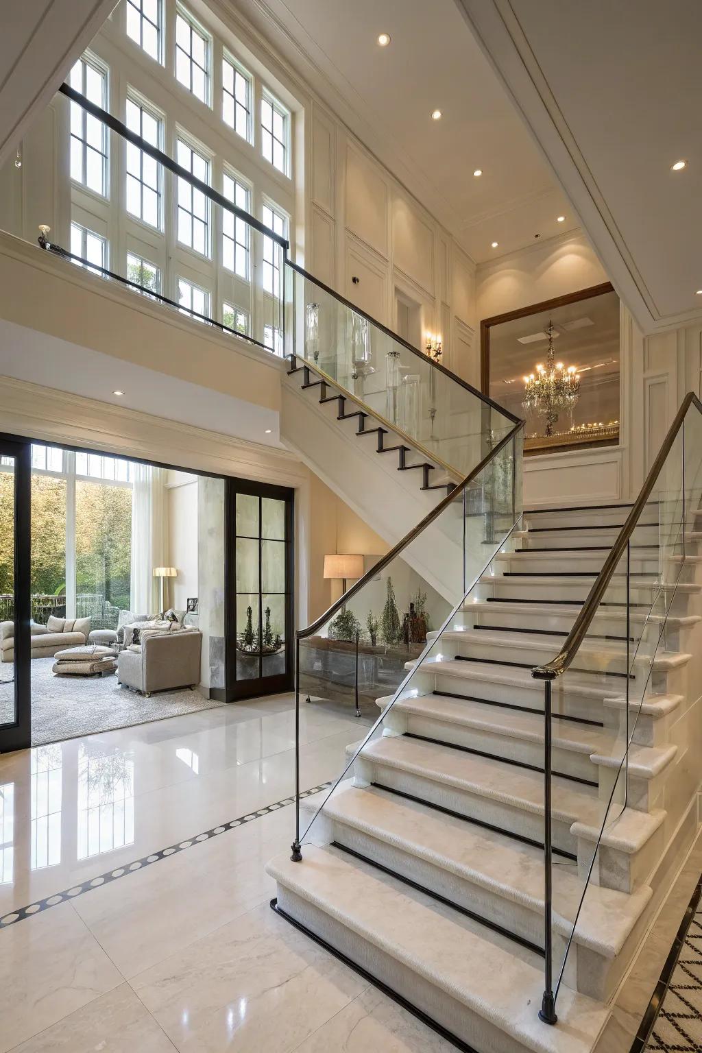 Glass banisters present a streamlined and contemporary aesthetic for your staircase.