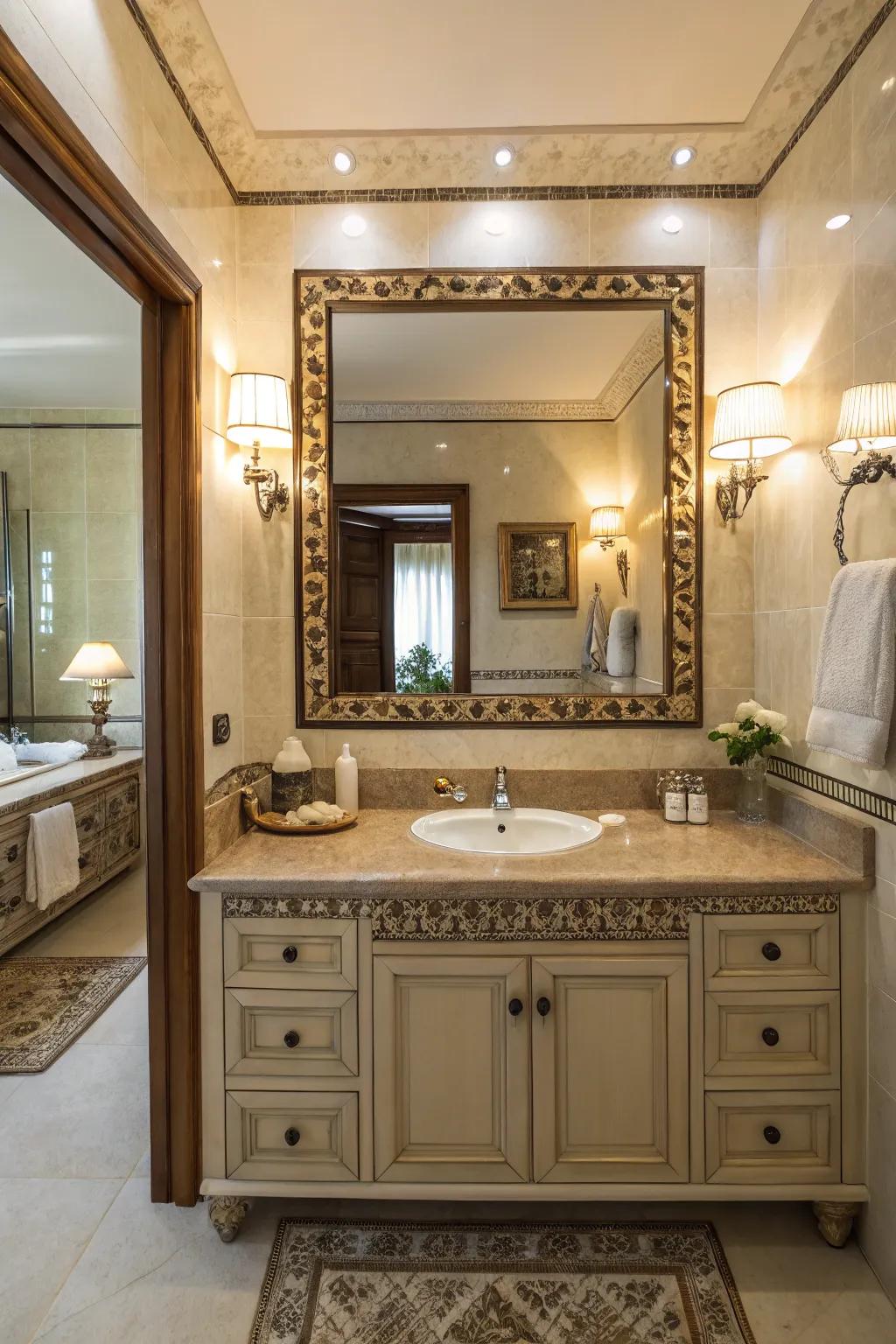 Decorative reflectors enhance the room's aesthetic and sense of space.