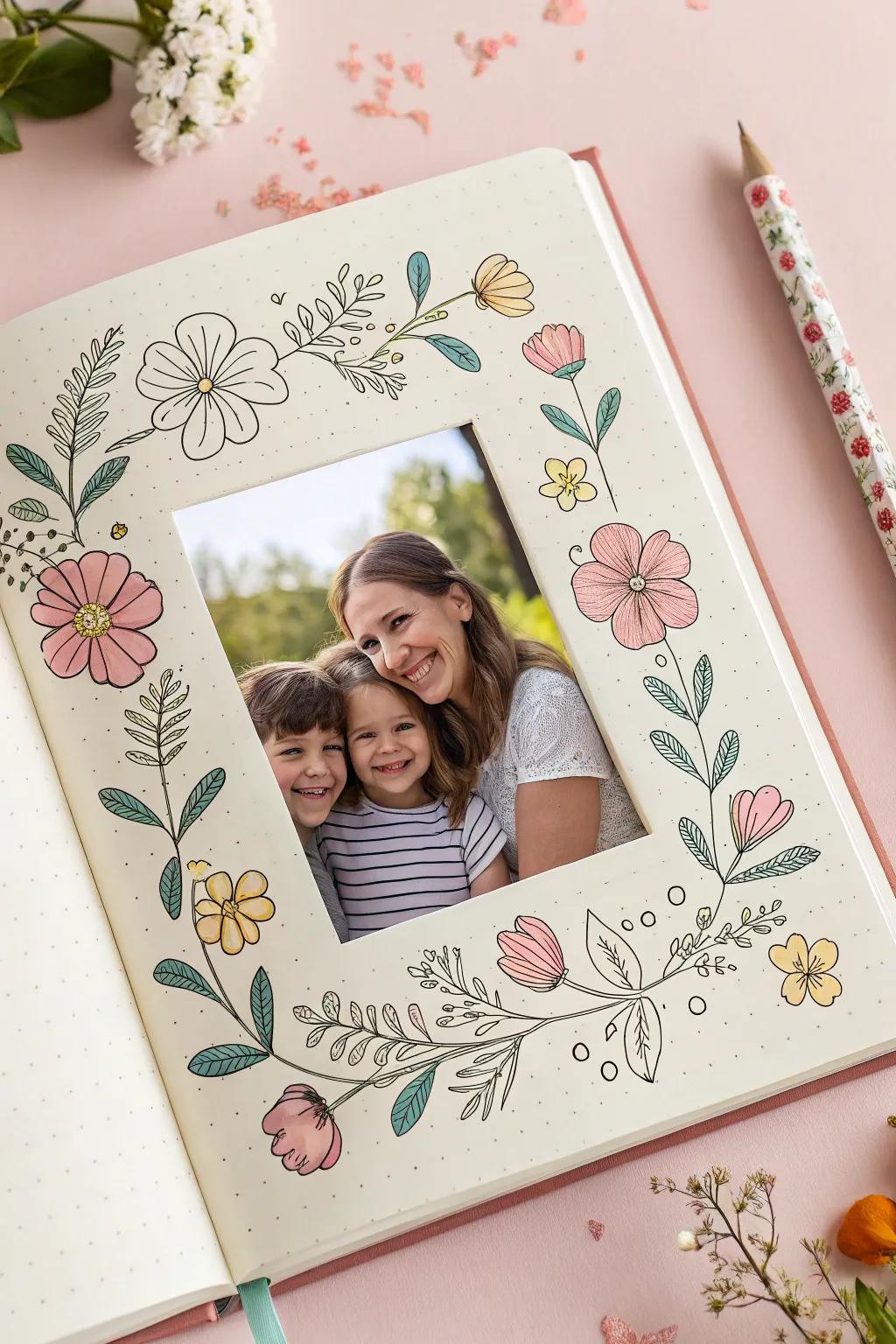 Flowering edges elegantly enclose your cherished memories.