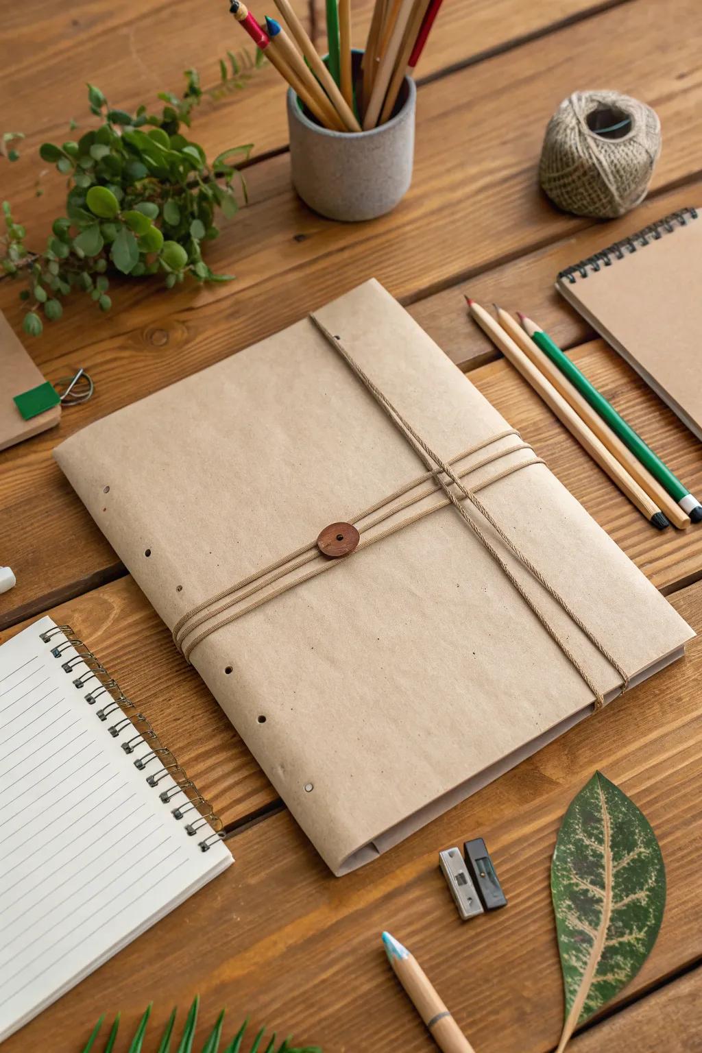 Repurposed paper covers are a sustainable and stylish choice.