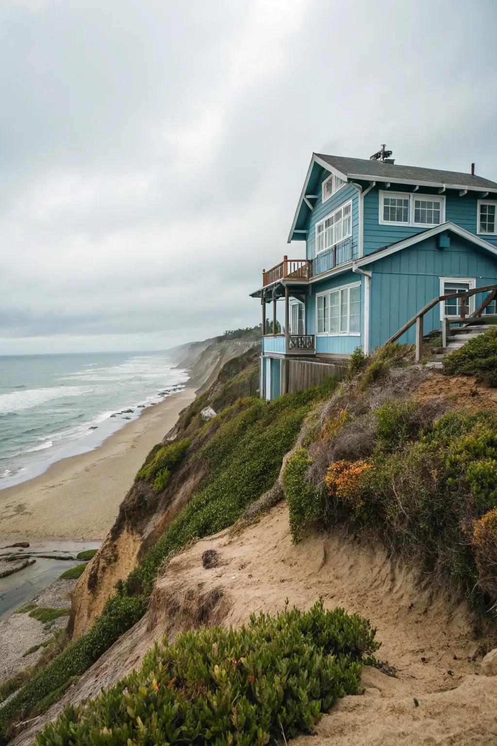 Blue foundations are perfect for coastal aesthetics.