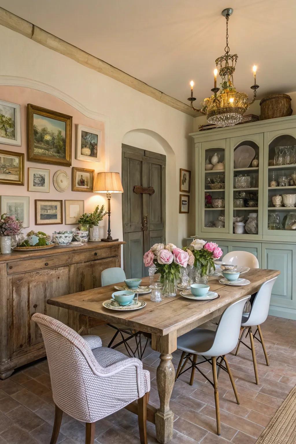 A blend of traditional and contemporary components creates a balanced look.