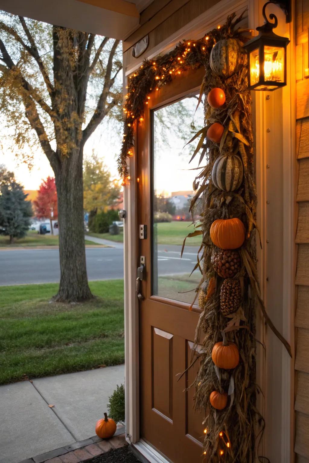 Capture the spirit of autumn using a harvest-themed garland.