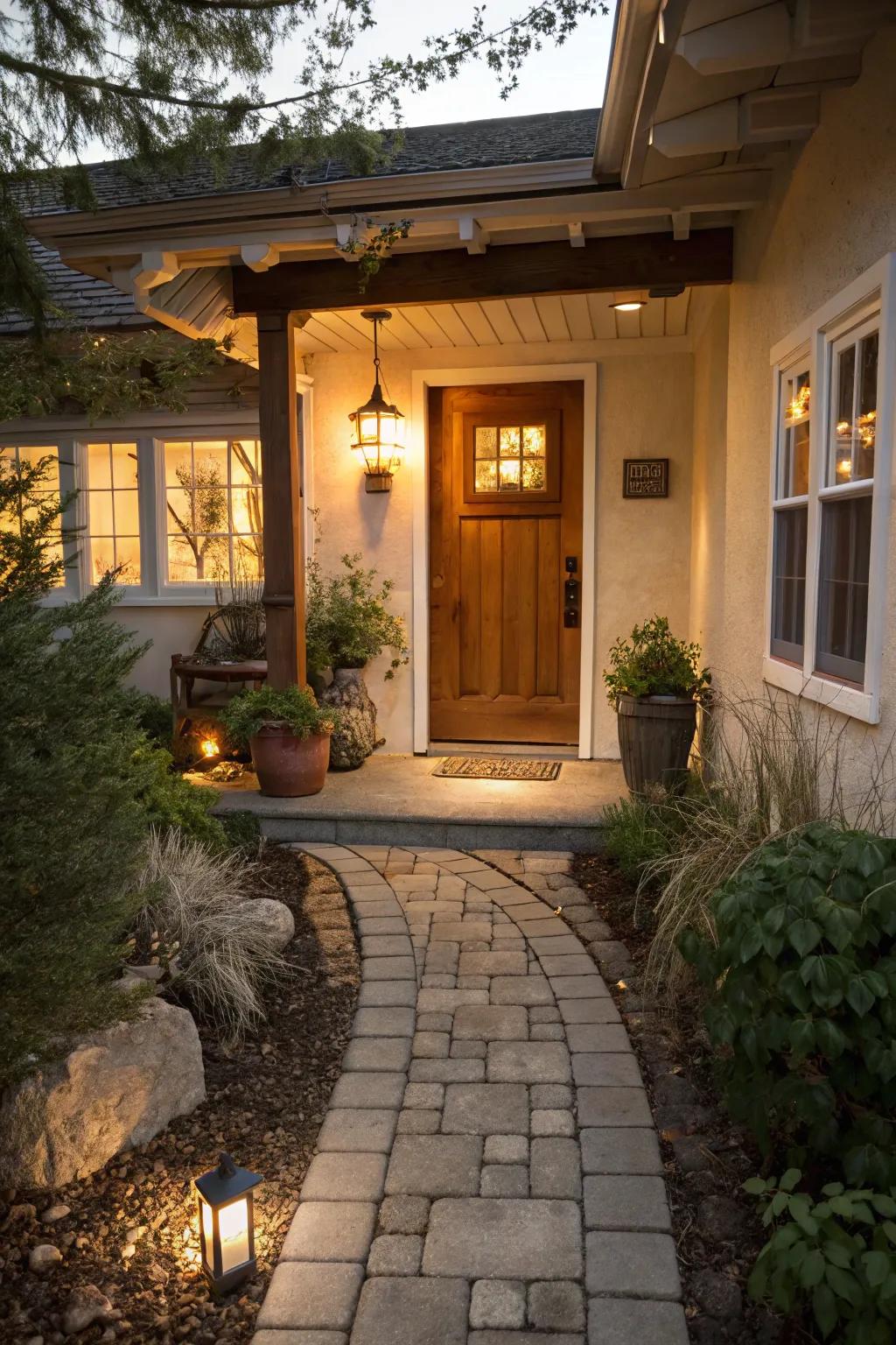 Accent lighting conjures a bewitching nocturnal ambiance.