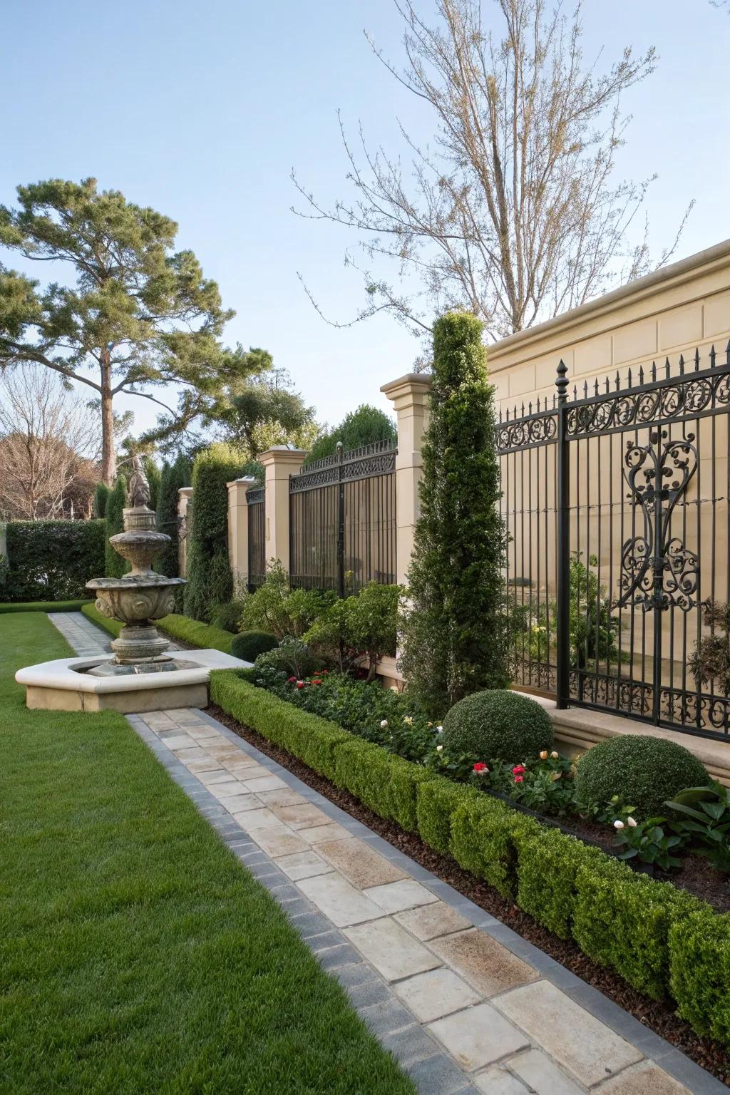 Screens and hedgerows fashion a secluded yet fashionable courtyard.