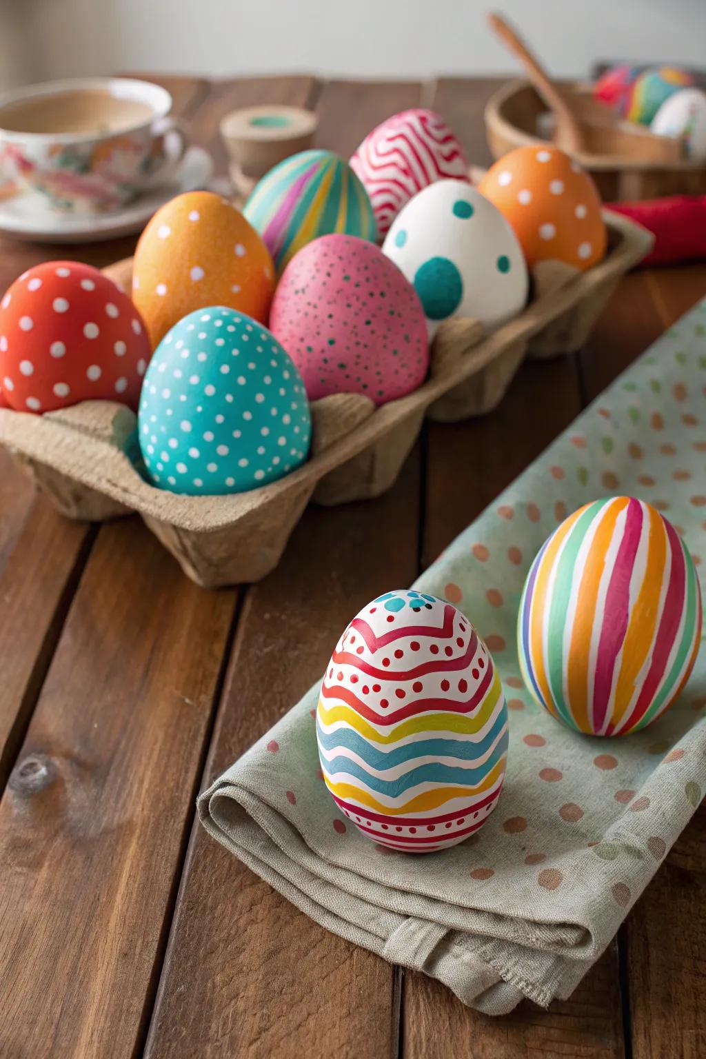 Bright and patterned eggs that grab attention.
