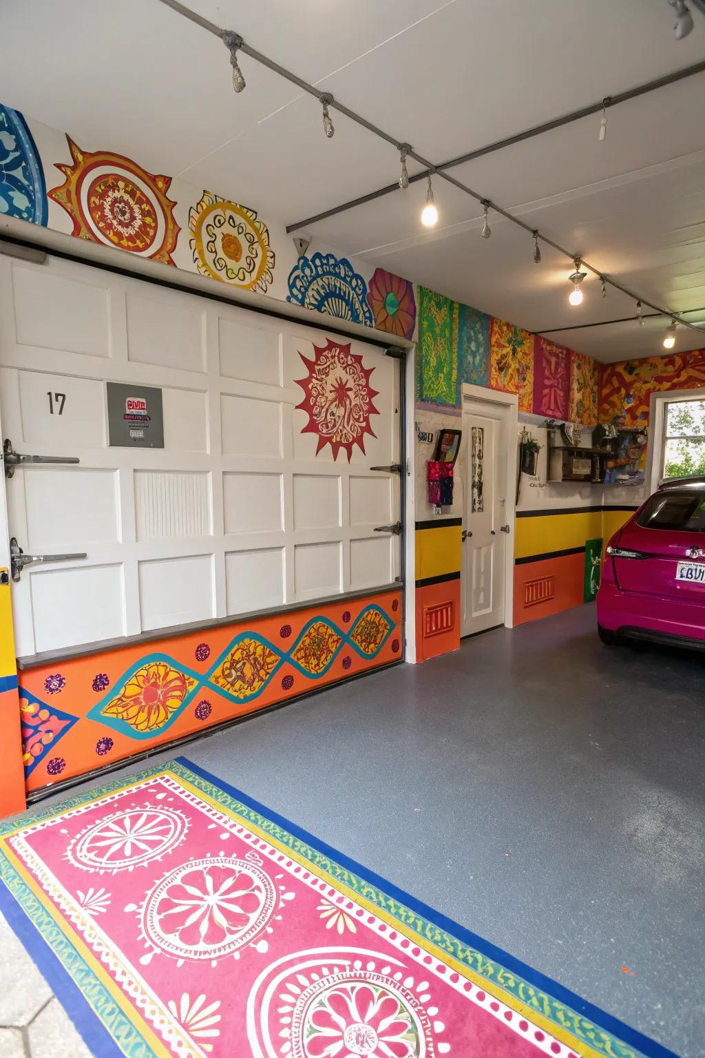 DIY painted baseboards add a pop of color and character to your garage.