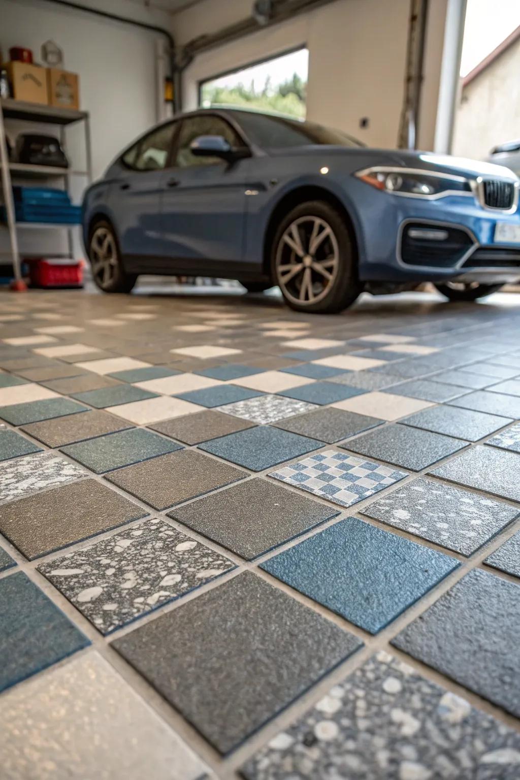 Integrate patterns to achieve an energetic and unique garage base design.