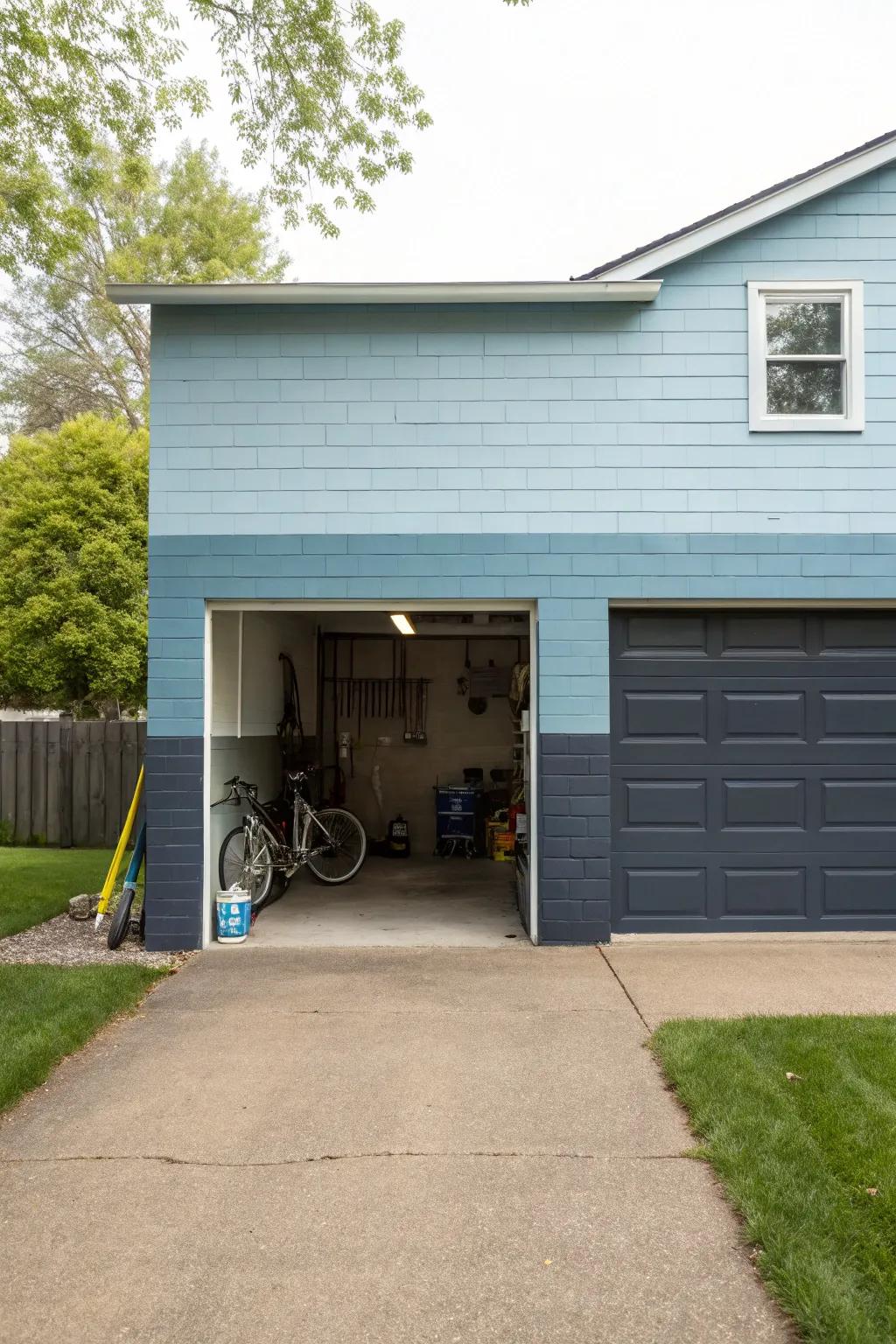 Your garage will gain depth and personality from two-tone walls.
