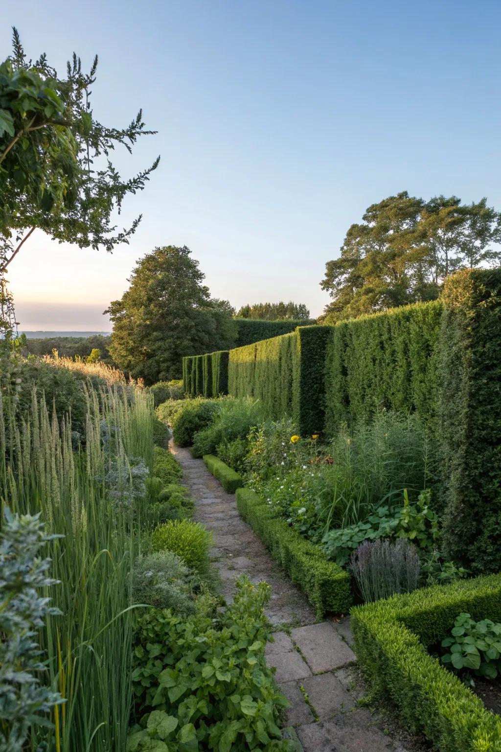 Verdant privacy dividers offer seclusion with a hint of nature.