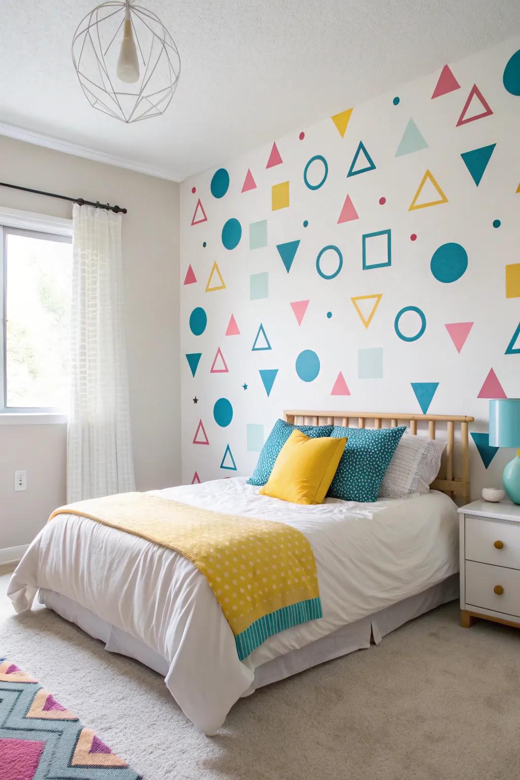 Partition decals furnish a versatile, occupant-friendly geometric artwork resolution.