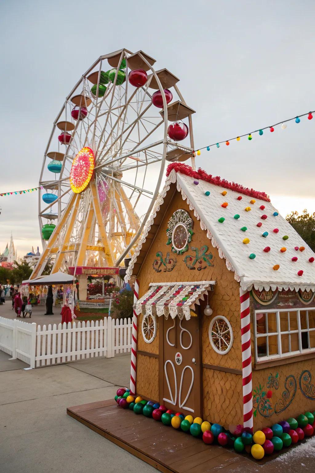 A gingerbread house embodying the exuberant essence of a fairground.