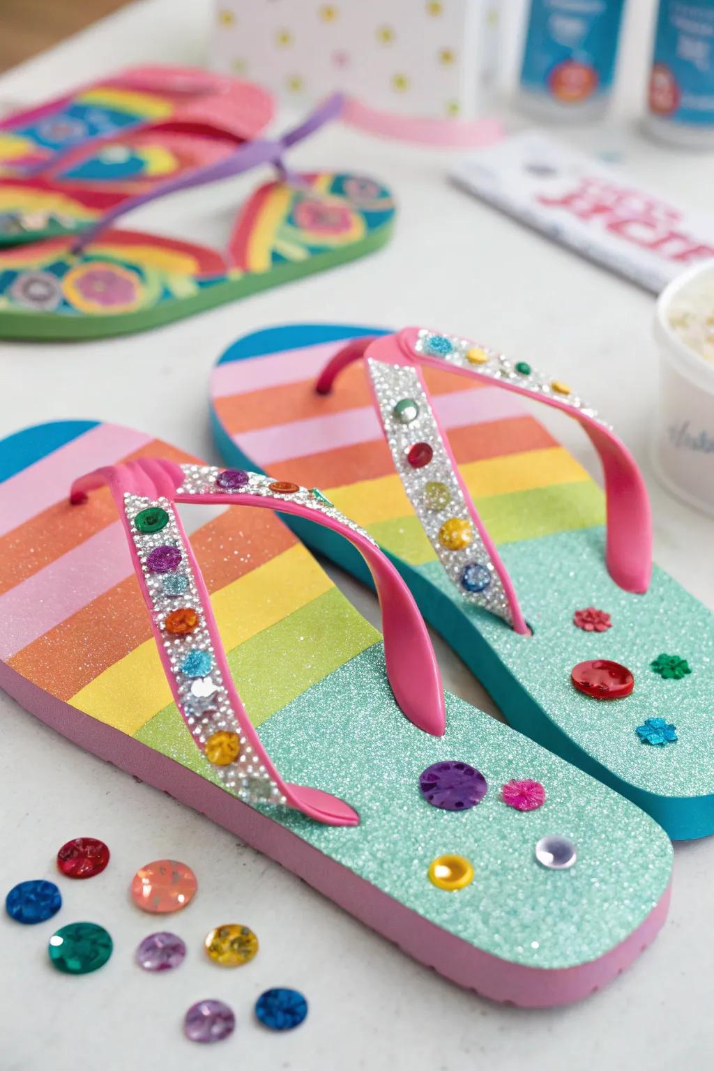 Individualized flip-flops are both fashionable and amusing to create.