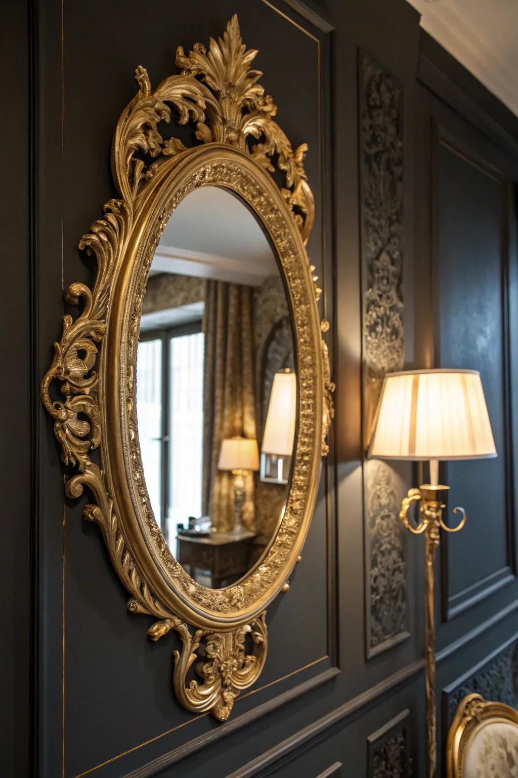 Mirrors that amplify the drama and sophistication.