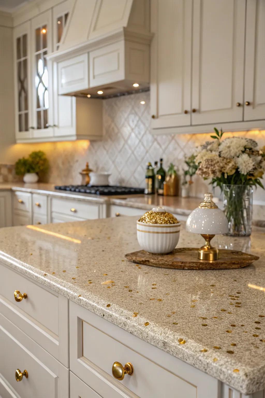 Gold-flecked granite adds a hint of luxury to any kitchen.