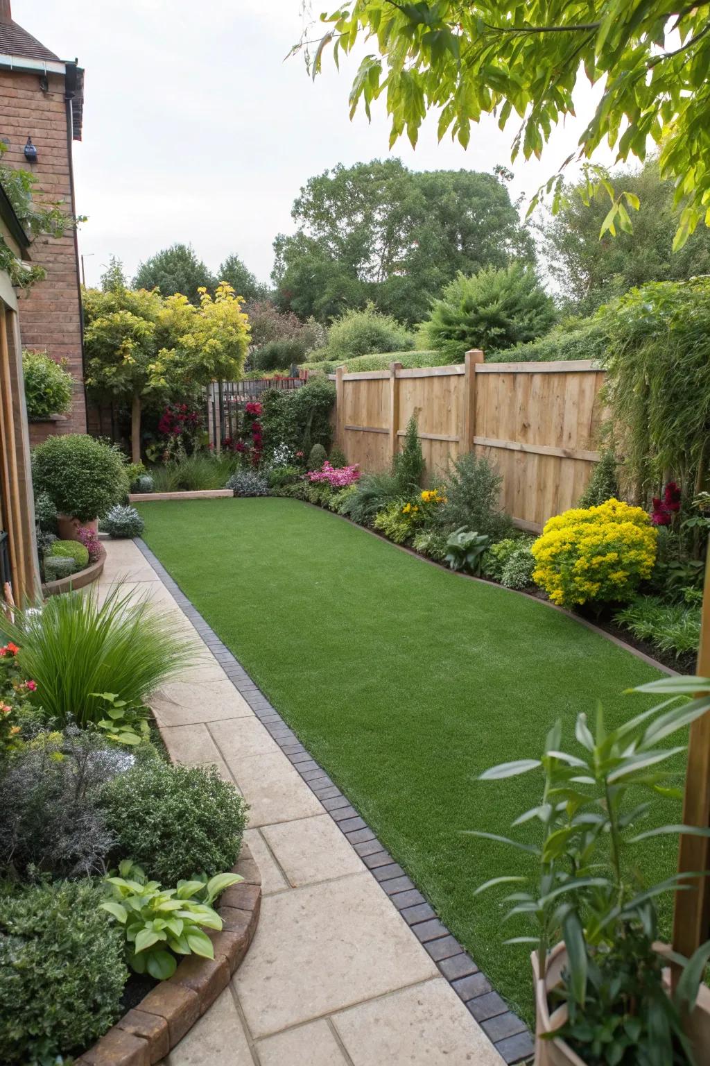 Without the labor, artificial grass provides a verdant appearance.