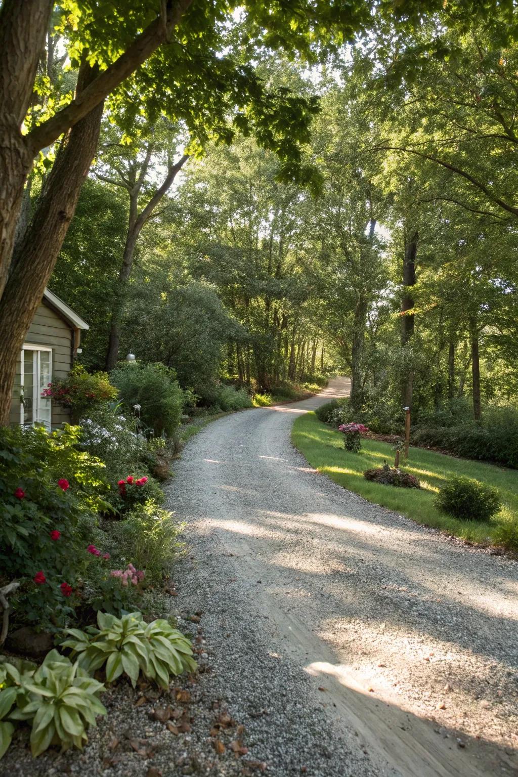 Innate walkways proffer a tranquil and picturesque driveway.