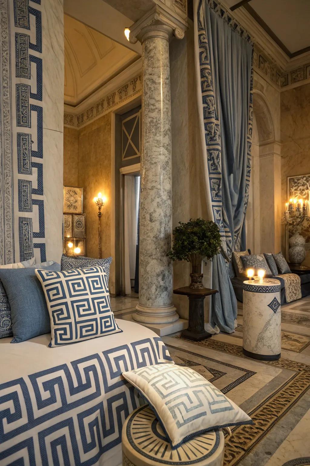 The Hellenic key motif lends an ageless design to your decor.