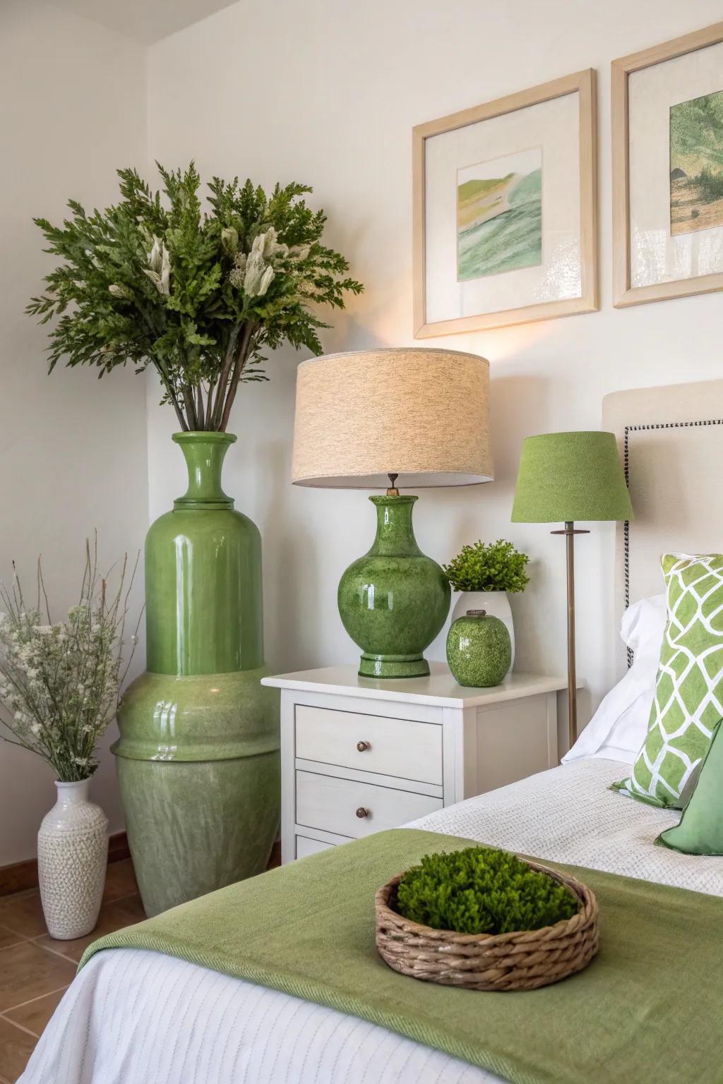 Subtle decorative components subtly infuse a verdant touch.