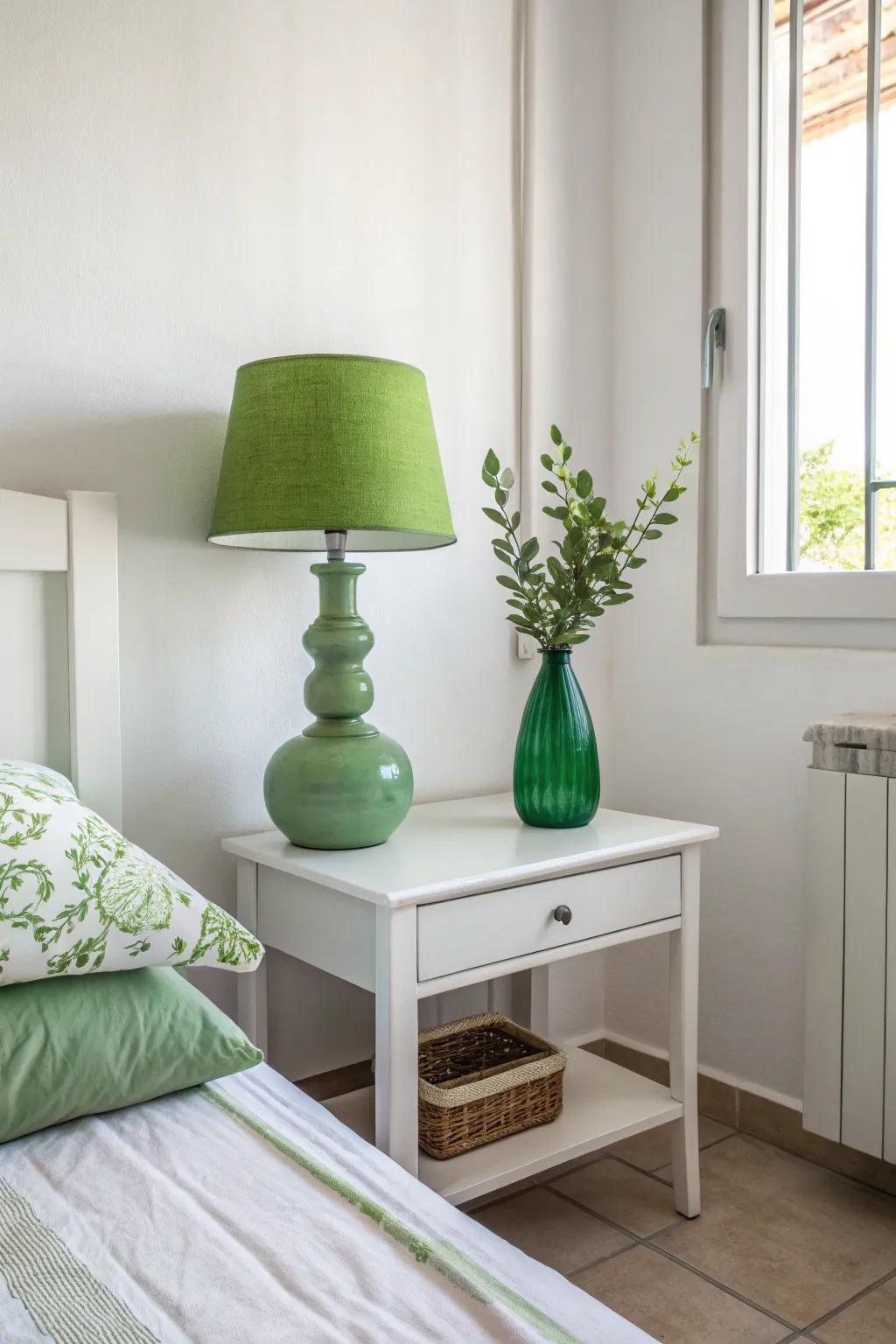 Simple green decor makes a calm and neat vibe.