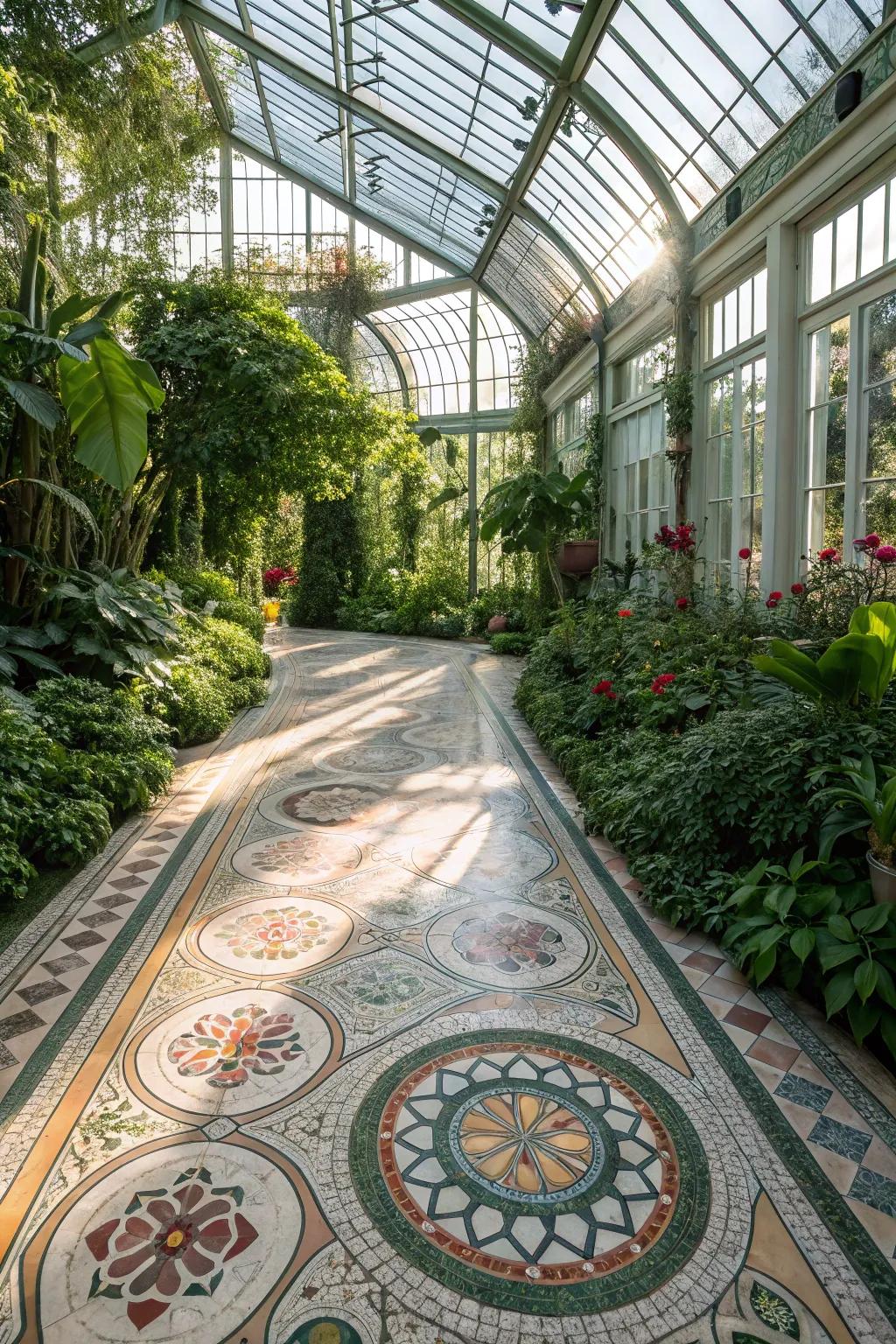Inlay compositions transform your greenhouse floor into a work of art.