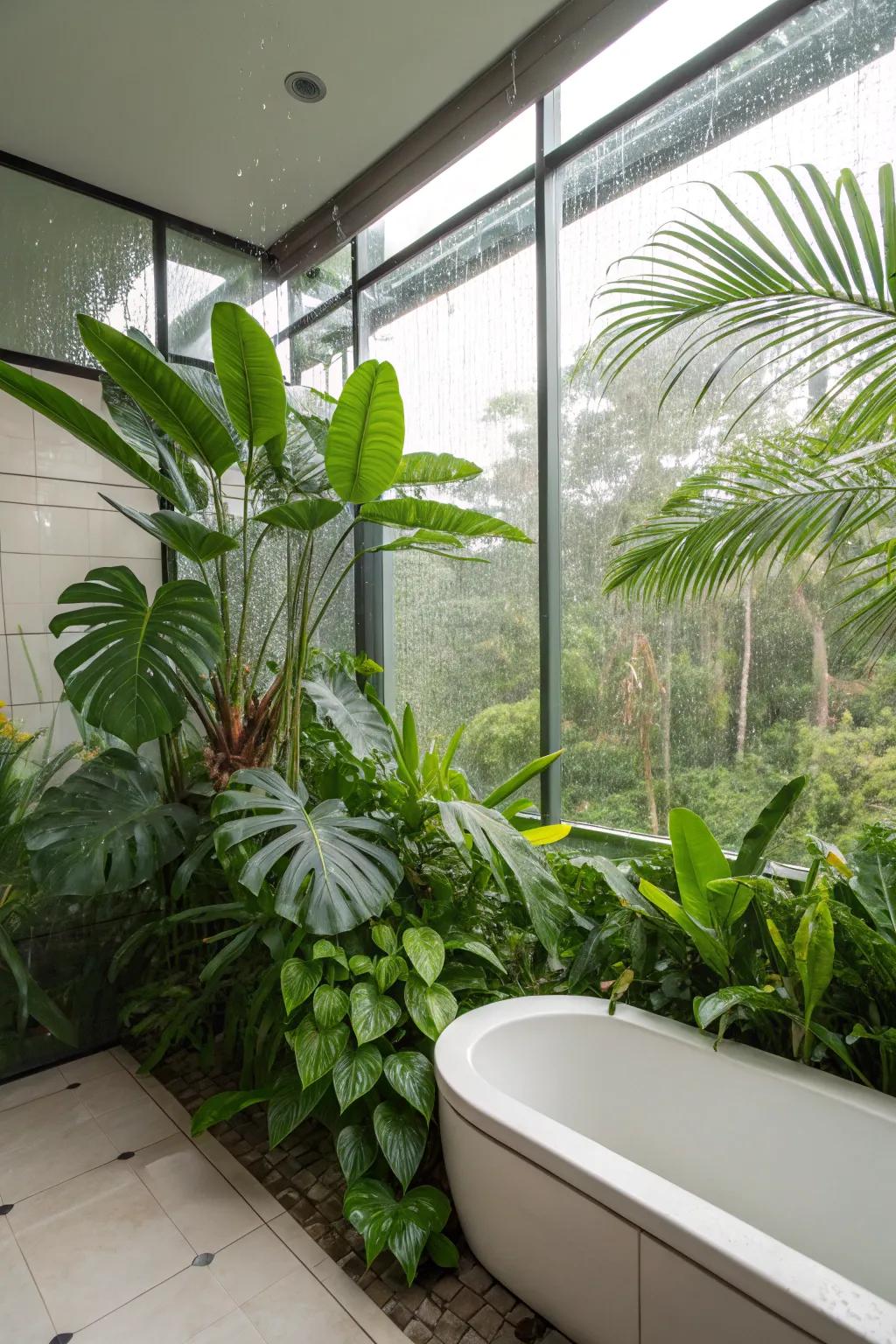 Use the wet air in the bathroom to help tropical plants grow.