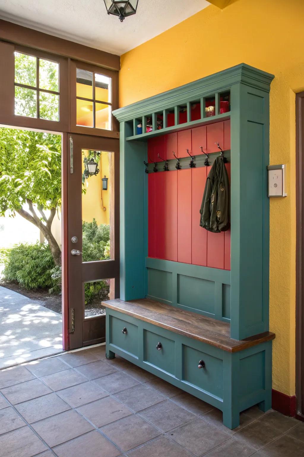 Show off your walls with an open-back hall tree.