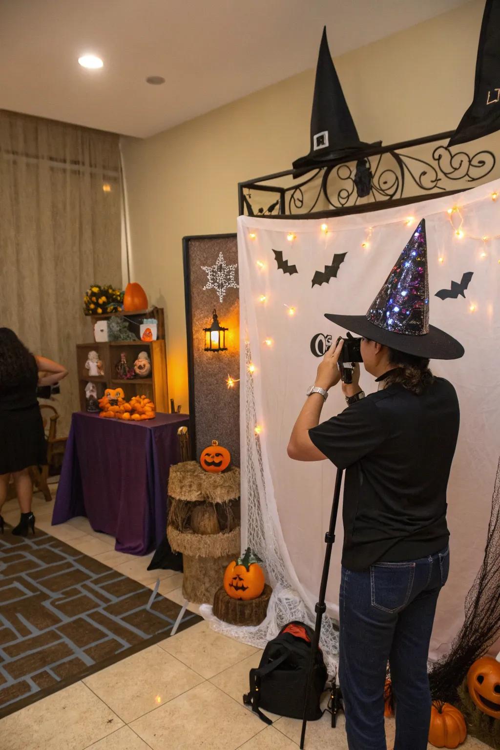 A photo booth captures fun and festive memories of the celebration.
